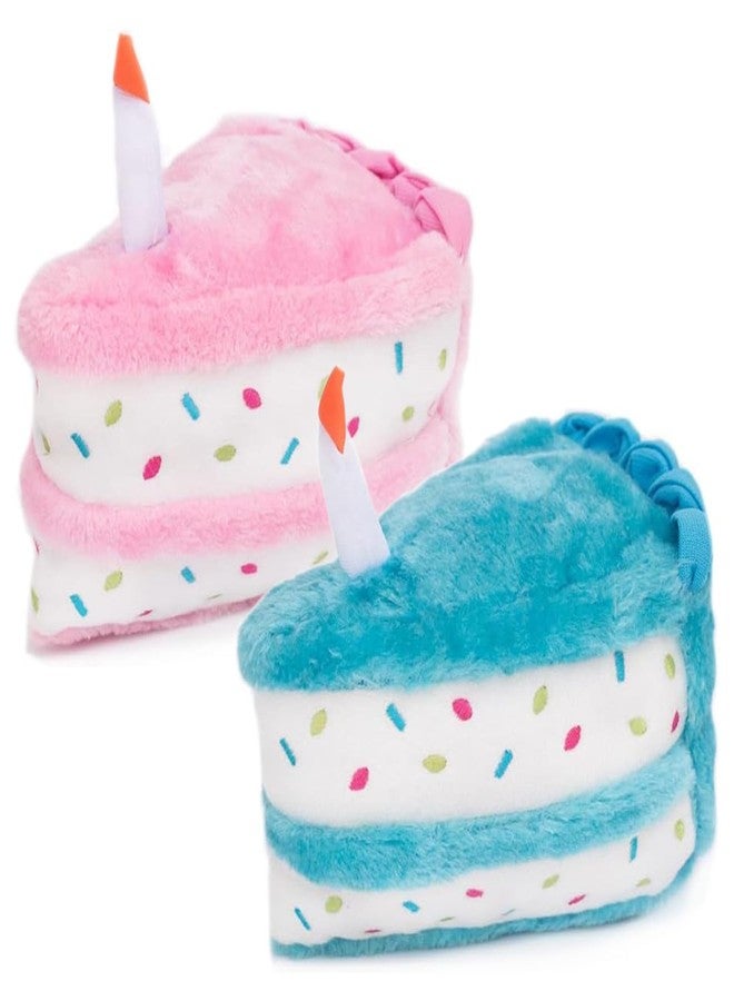ZippyPaws Birthday Cake - Dog Squeaky Toys to Keep Them Busy, Funny Food Plush for Small, Medium, & Large Dogs, Cute Stuffed Puppy Toy, Pet Products, Gift for Dogs of All Breeds - Blue & Pink